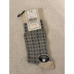 Vannucci Men's Cotton Blend Dress Socks XO Pattern Grey Beige One Size